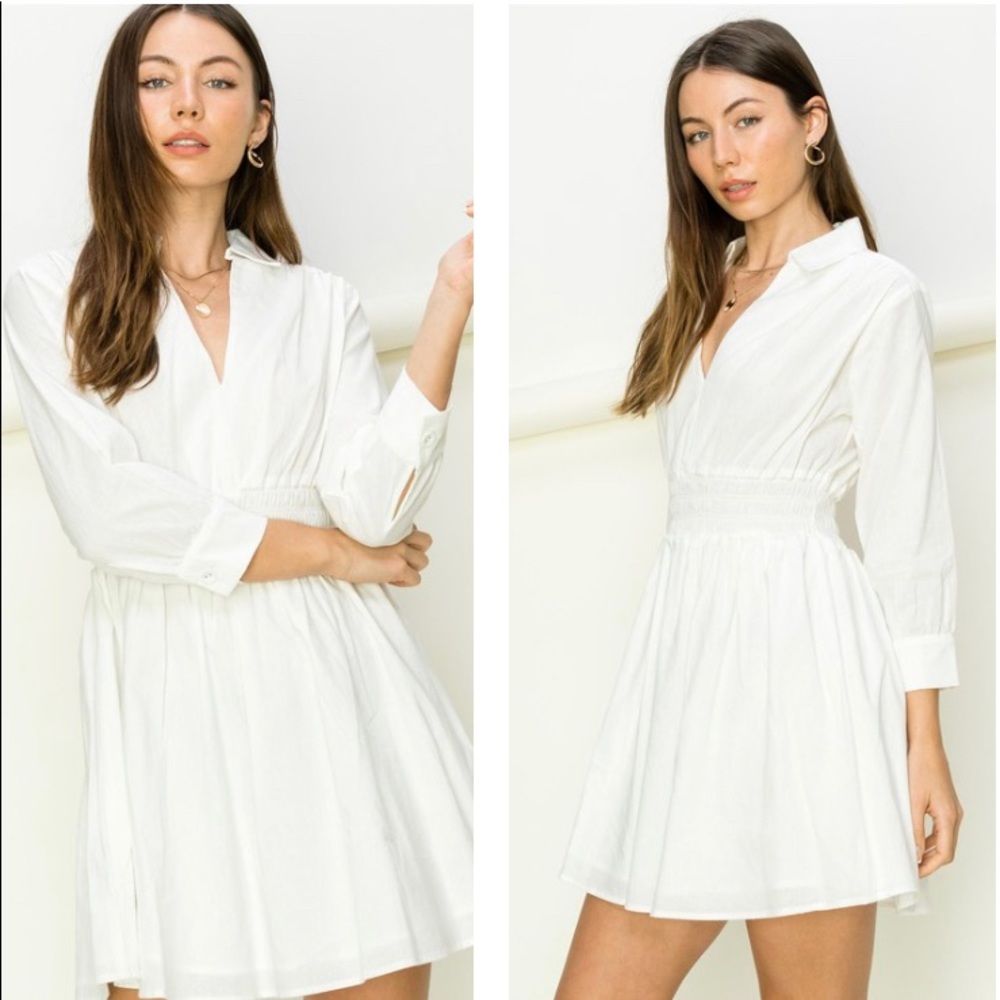 Simply Smocked White Collared Dress - Picture 2 of 4